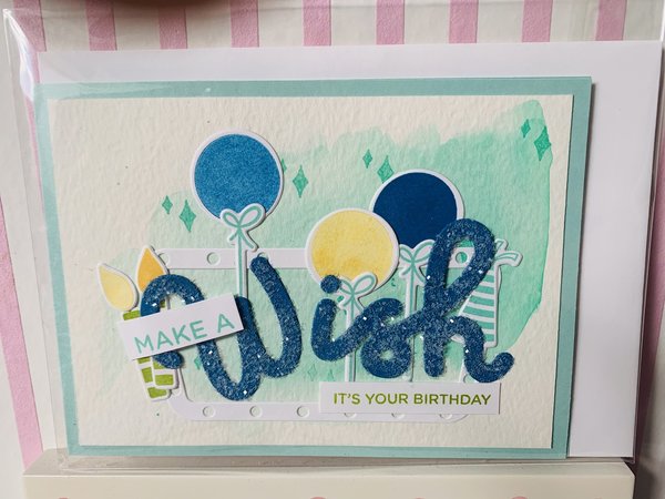 Make a wish Glückwunschkarte blau