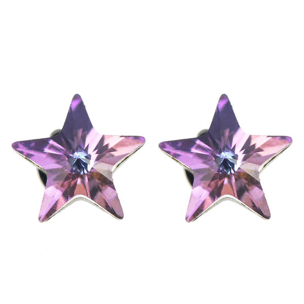 Ohrringe Sterne Kristall lilafarbig