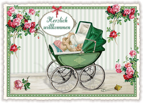 Postkarte zur Geburt Junge und Mädchen von Tausendschön